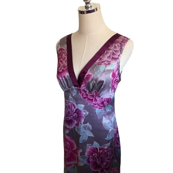 Per Una M&S Dress Women's Size 10 Purple Floral Maxi Sleeveless V-Neck - Picture 3 of 10